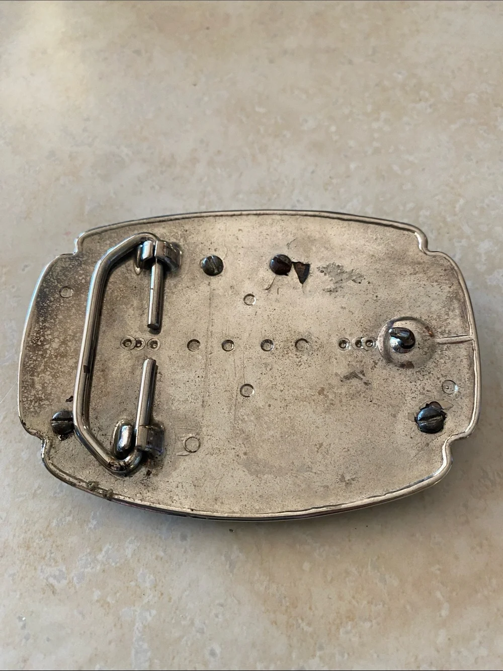 Antique Silver Tone Double Coin Buckle with Morgan Coins